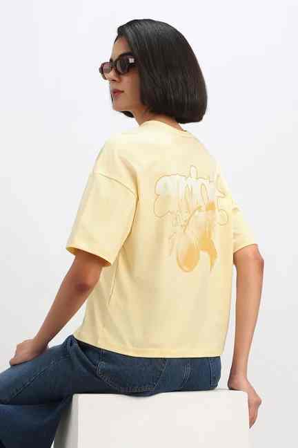 Allen Solly | Women Yellow Graphic Print Casual T-shirt
