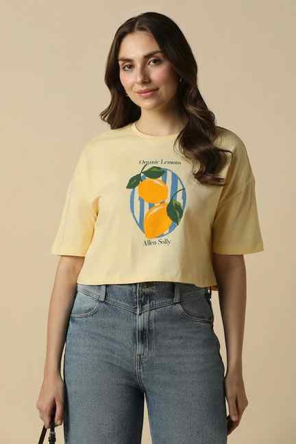Allen Solly | Women Yellow Graphic Print Casual T-shirt