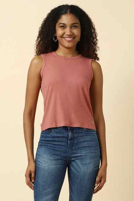 Allen Solly | Women Pink Textured Casual T-shirt