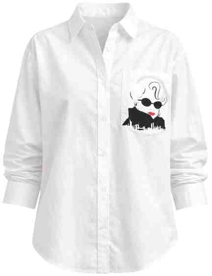 Allen Solly | Women White Graphic Print Long Sleeves Shirt