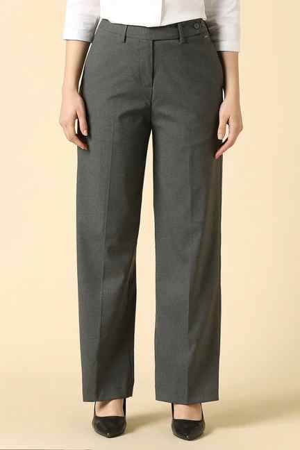 Allen Solly | Women Grey Solid Formal Trousers