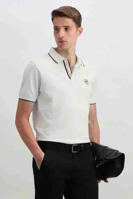 Allen Solly | Men White Solid Polo Neck T-shirt