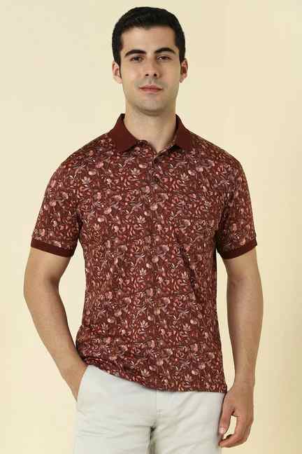 Allen Solly | Men Brown Printed Polo Neck T-shirt