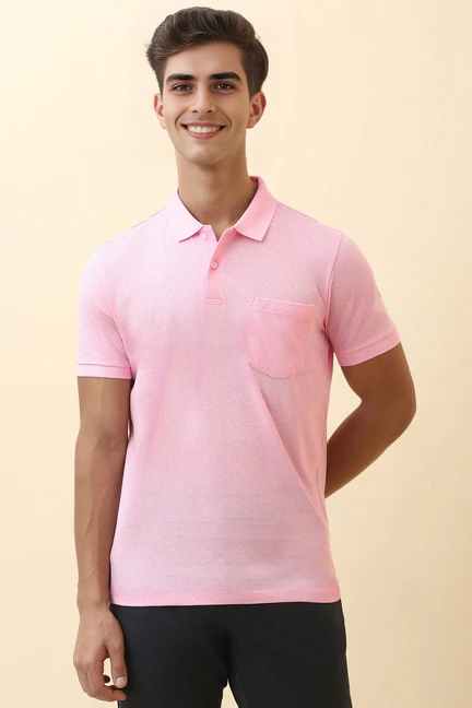 Allen Solly | Men Pink Print Polo Neck T-shirt
