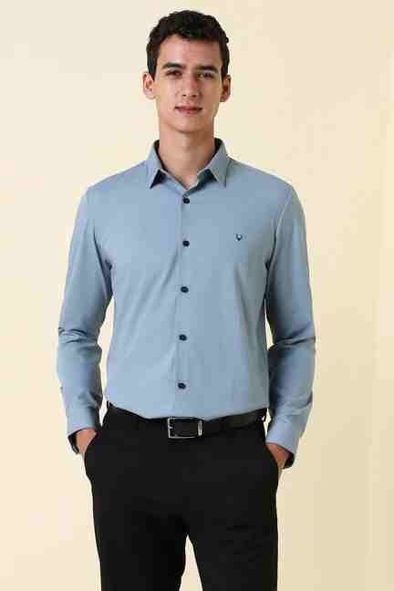 Allen Solly | Men Light Blue Textured Full Sleeves Formal Shirt