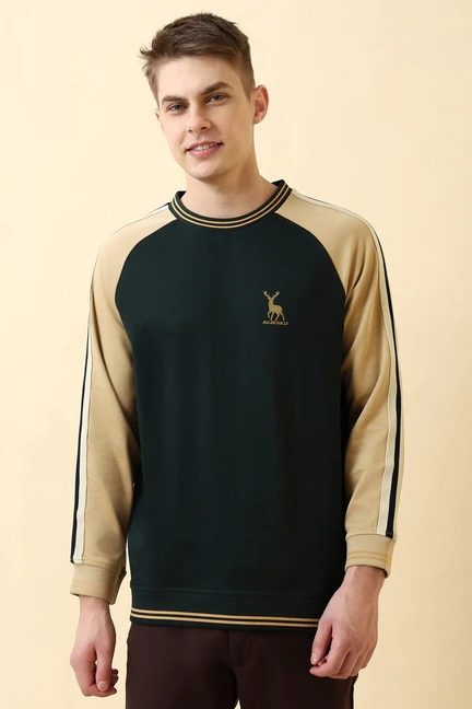 Allen Solly | Men Green Crew Neck Full Sleeves Casual Sweatshirt