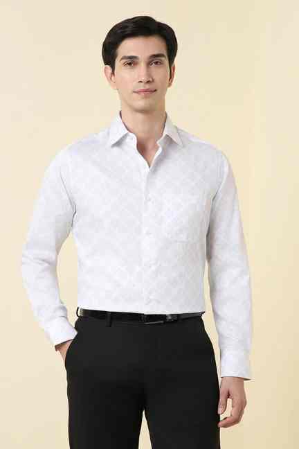 Allen Solly | Men White Print Full Sleeves Formal Shirt