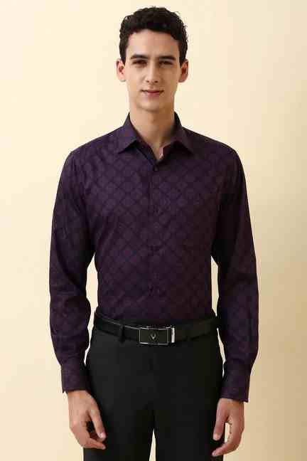 Allen Solly | Men Purple Print Full Sleeves Formal Shirt