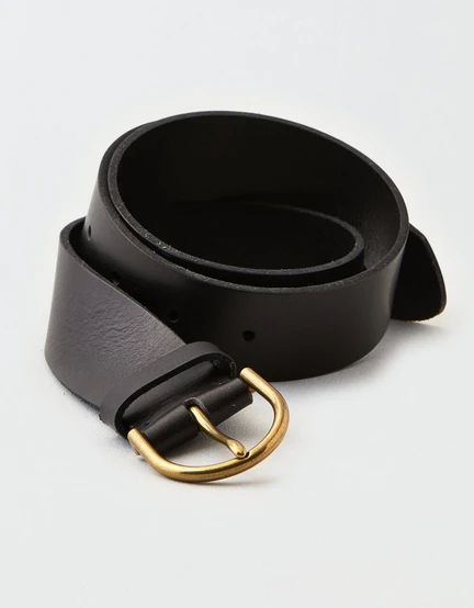 American Eagle Women Black High-Waisted Leather Belt