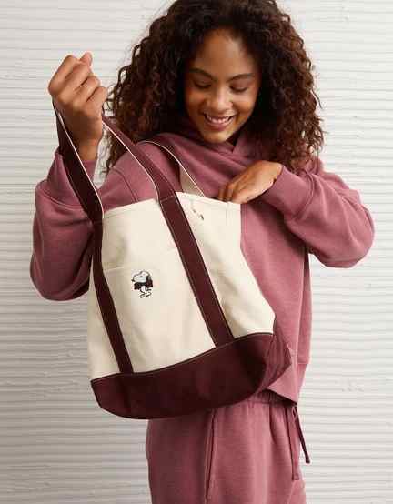 American Eagle | American Eagle Women Cotton Canvas Snoopy Bow Tote Bag