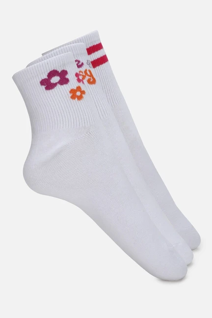 American Eagle Women White Flower Power Boyfriend Sock 3-Pack