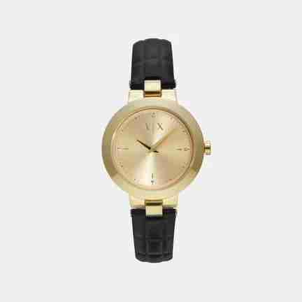 Armani Exchange | Women Quartz Gold Dial Analog Leather Watch AX5174