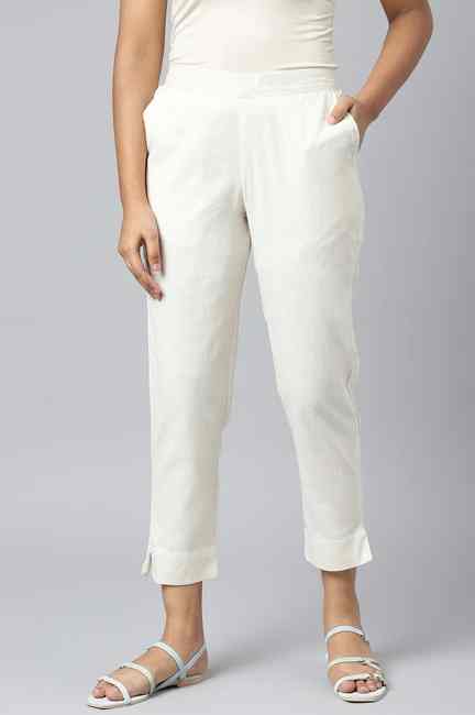 Aurelia | Aurelia Women's Natural Solid Regular Fit Trousers