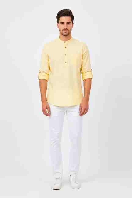 Bandeya | Solid Cotton Men's Casual Wear Short Kurta