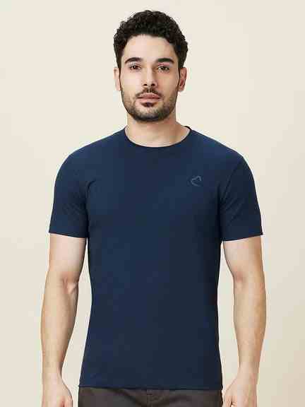 Being Human Men Blue Solid Crew Neck T-Shirt