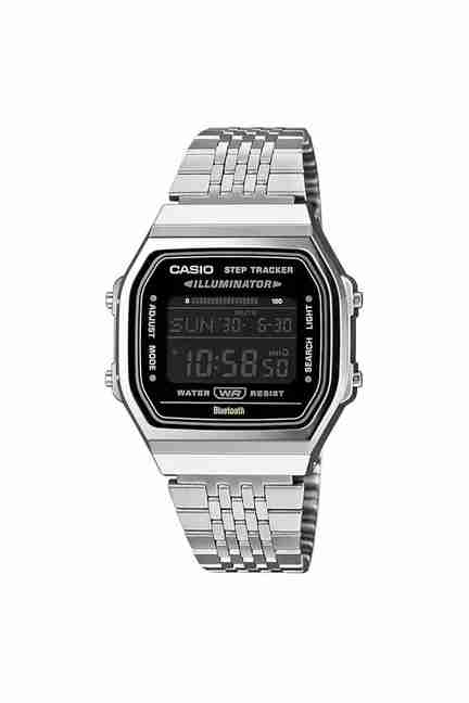 CASIO | Vintage Unisex 37.9 mm Digital Quartz Watch - Silver Dial with Silver Stainless Steel Strap (WCAD366)
