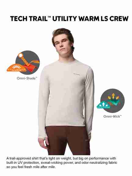Columbia | Men Beige OmniShade UPF 50 Tech Trail Utility Sweatshirt