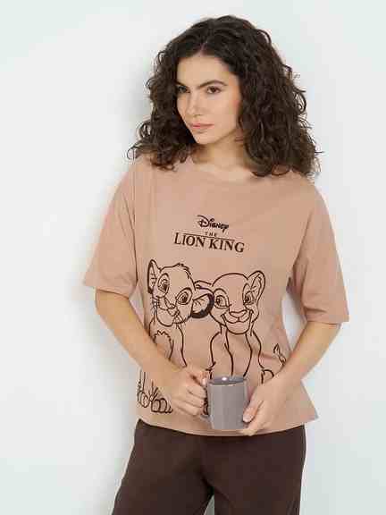 Dreamz | Brown The Lion King Comfort Fit Sleep T-Shirt