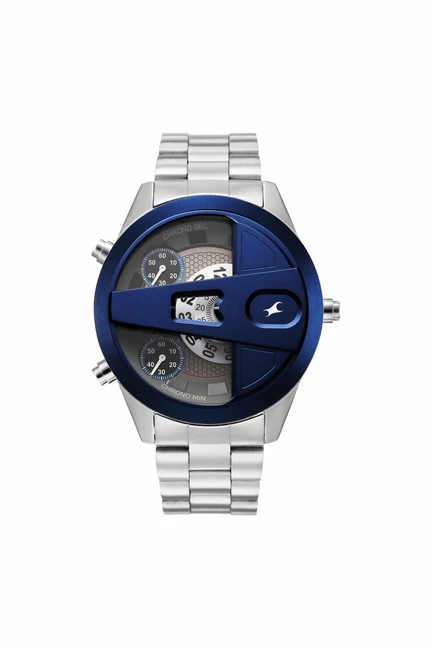 Fastrack Overdrive Micromotor 53.2 mm White Dial Stainless Steel Analogue Watch For Boys - 3331KM02
