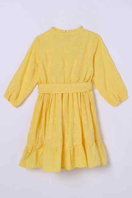 FRATINI GIRL | Solid Cotton Round Neck Girls Casual Wear Dress