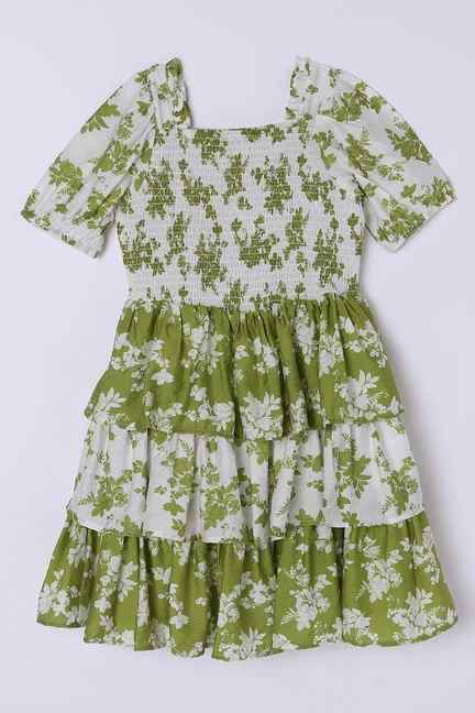 FRATINI GIRL | Solid Blended Fabric Square Neck Girls Casual Wear Dress