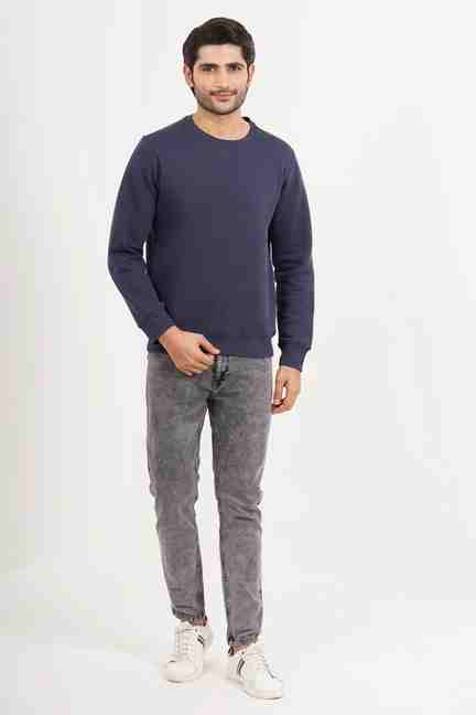 FRATINI | Solid Blended Fabric Regular Fit Men Sweatshirt