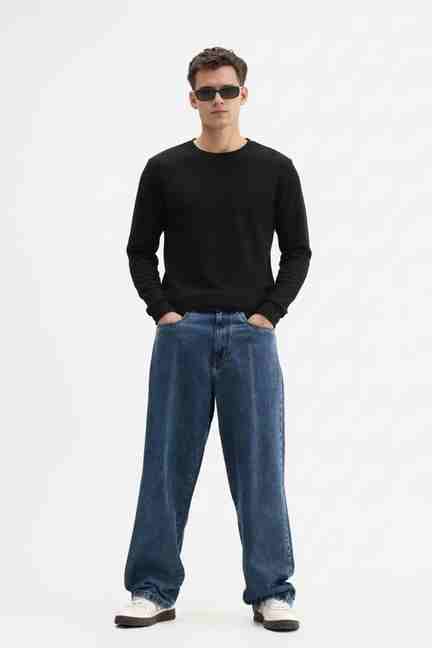 FRATINI | Solid Blended Fabric Round Neck Men's Sweatshirt