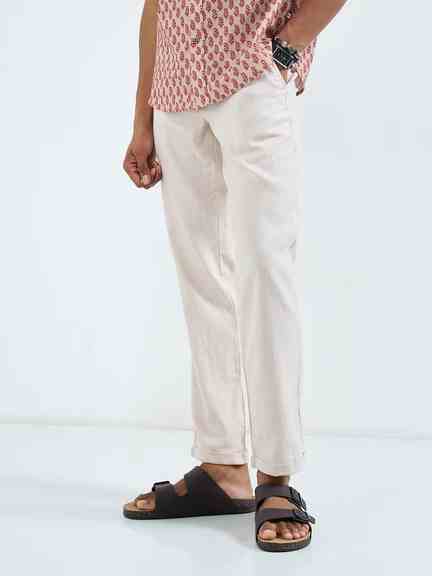 Indus Route | Beige Drawstring Trousers