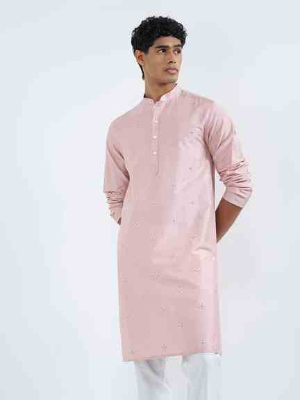 Indus Route | Pink Embroidered Kurta