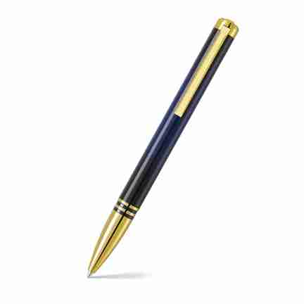 Lapis Bard | Lapis Bard Contemporary Torque Ballpoint Pen - Blue with Gold Trims