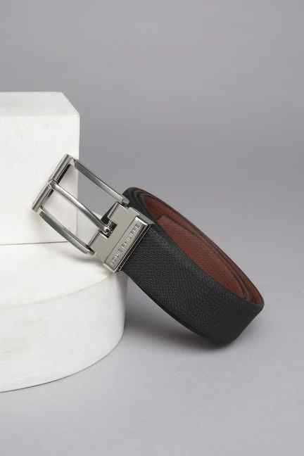 LOUIS PHILIPPE | Men Black Textured Leather Formal Belt