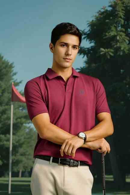 LOUIS PHILIPPE | Men Maroon Solid Polo Neck T-shirt