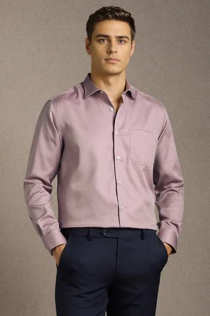 LOUIS PHILIPPE | Men Lilac Textured Full Sleeves Formal Shirt