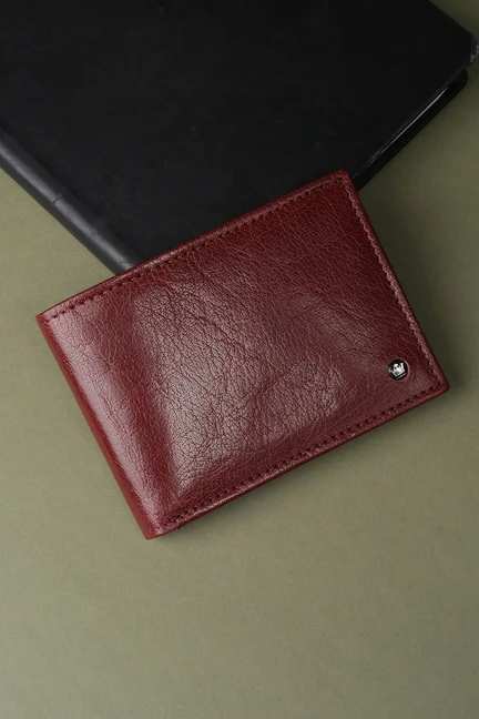 LOUIS PHILIPPE | Men Maroon Textured Leather Wallet