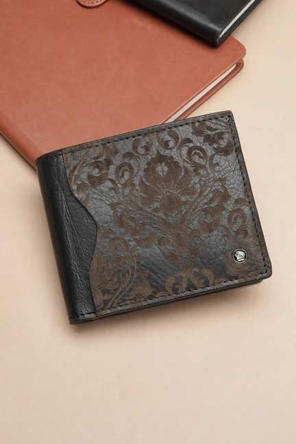 LOUIS PHILIPPE | Men Black Textured Leather Wallet