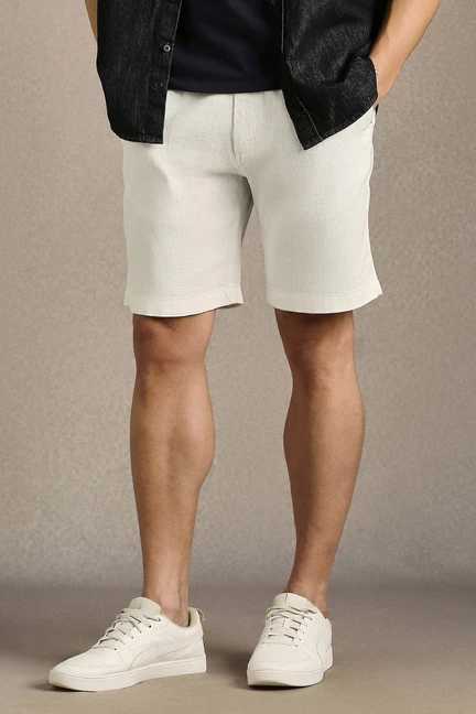 LOUIS PHILIPPE | Men White Textured Shorts