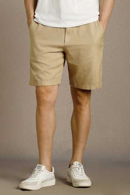 LOUIS PHILIPPE | Men Beige Textured Relaxed Fit Shorts