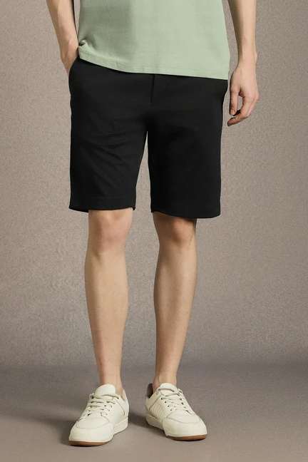 LOUIS PHILIPPE | Men Black Solid Shorts