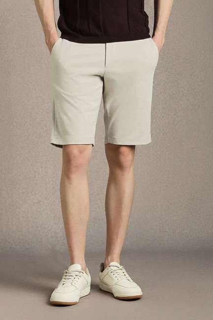 LOUIS PHILIPPE | Men Beige Solid Shorts
