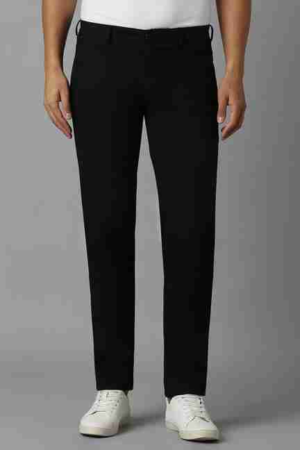 LOUIS PHILIPPE | Men Black Slim Fit Solid Flat Front Casual Trousers