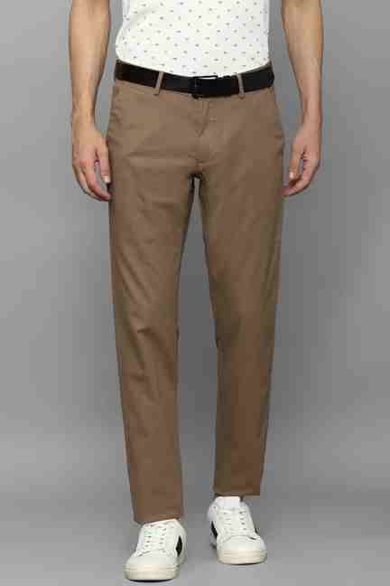 LOUIS PHILIPPE | Men Brown Solid Flat Front Casual Trousers