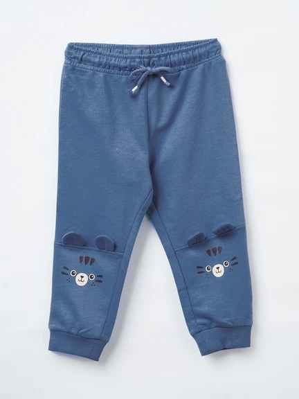 Pantaloons Baby | Blue Bear Face Detail Joggers