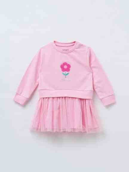 Pantaloons Baby | Pink Floral Appliqué Tulle Dress