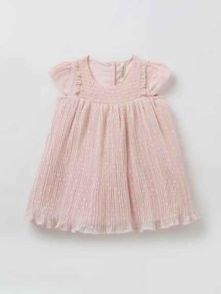 Pantaloons Baby | Pink Regular Fit Pleated Dress