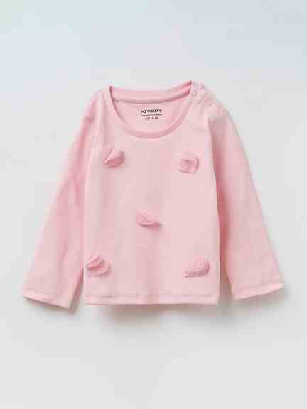 Pantaloons Baby | Pink Heart Applique Rib Knit T-Shirt