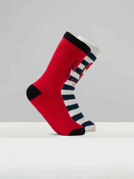 Pantaloons Junior | Multicoloured Spider-Man Plush Crew Socks - Pack of 2