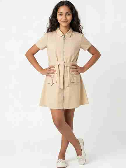 Pantaloons Junior | Off-White Regular Fit Utility Shirt Dress