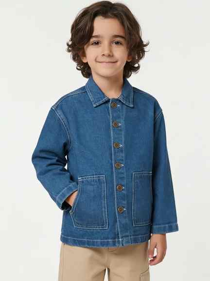 Pantaloons Junior | Blue Washed Oversized Jacket