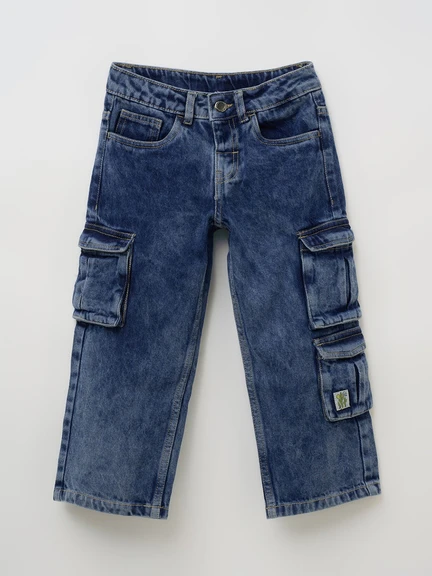 Pantaloons Junior | Blue Washed Cargo Jeans