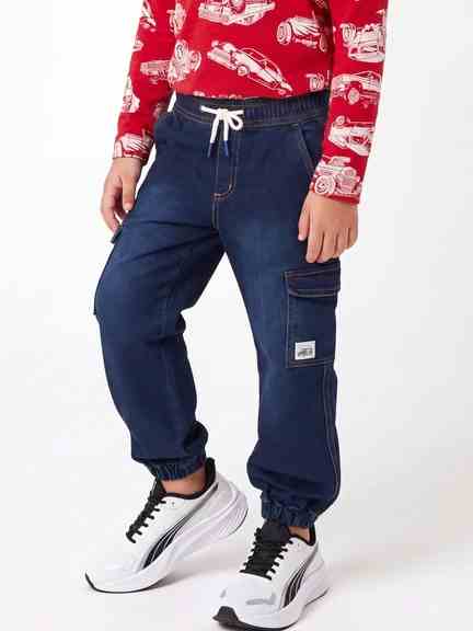 Pantaloons Junior | Blue Washed Denim Joggers